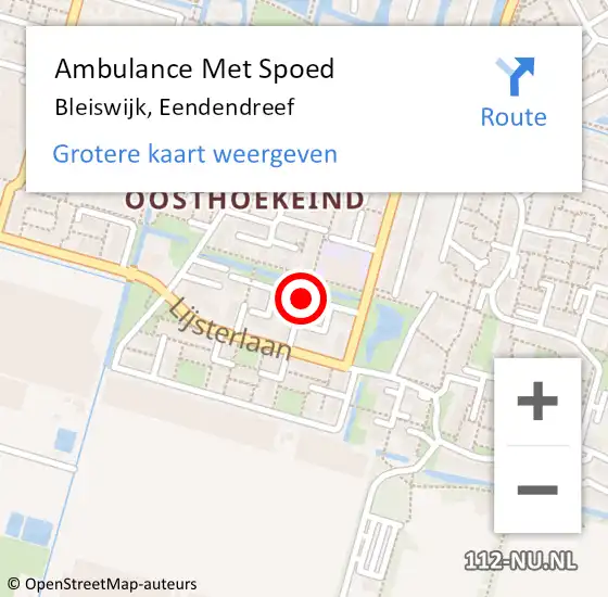 Locatie op kaart van de 112 melding: Ambulance Met Spoed Naar Bleiswijk, Eendendreef op 27 januari 2019 04:51