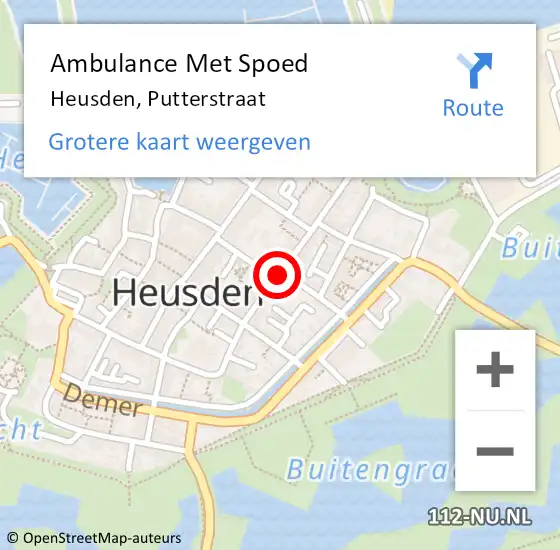 Locatie op kaart van de 112 melding: Ambulance Met Spoed Naar Heusden, Putterstraat op 27 januari 2019 08:58