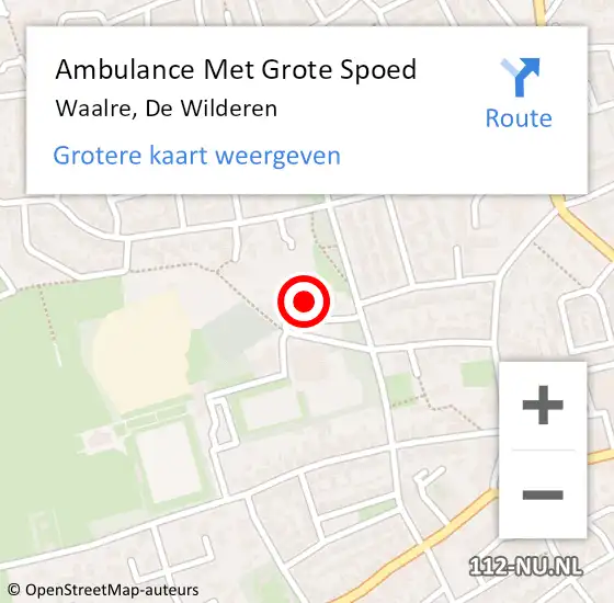 Locatie op kaart van de 112 melding: Ambulance Met Grote Spoed Naar Waalre, De Wilderen op 27 januari 2019 10:25