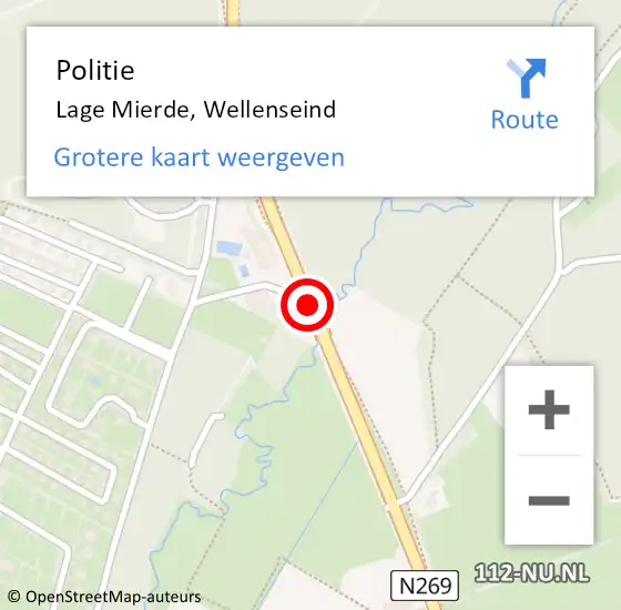 Locatie op kaart van de 112 melding: Politie Lage Mierde, Wellenseind op 27 januari 2019 13:00