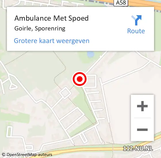 Locatie op kaart van de 112 melding: Ambulance Met Spoed Naar Goirle, Sporenring op 27 januari 2019 14:35