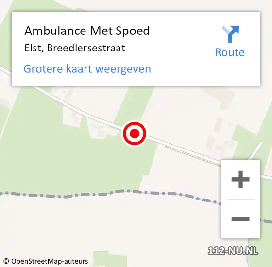 Locatie op kaart van de 112 melding: Ambulance Met Spoed Naar Elst, Breedlersestraat op 27 januari 2019 15:47