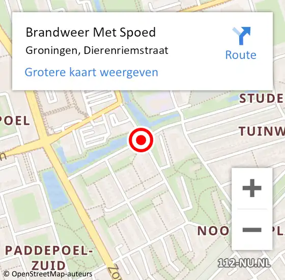 Locatie op kaart van de 112 melding: Brandweer Met Spoed Naar Groningen, Dierenriemstraat op 27 januari 2019 15:56