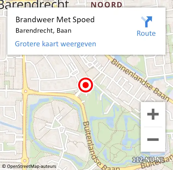 Locatie op kaart van de 112 melding: Brandweer Met Spoed Naar Barendrecht, Baan op 27 januari 2019 16:29
