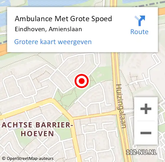 Locatie op kaart van de 112 melding: Ambulance Met Grote Spoed Naar Eindhoven, Amienslaan op 27 januari 2019 19:41
