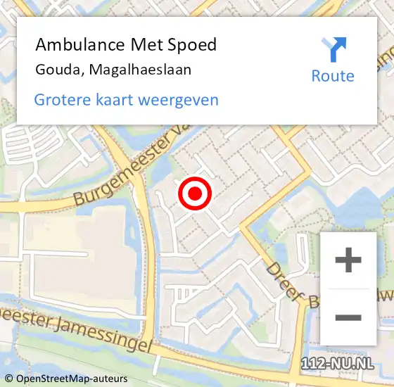 Locatie op kaart van de 112 melding: Ambulance Met Spoed Naar Gouda, Magalhaeslaan op 27 januari 2019 20:25