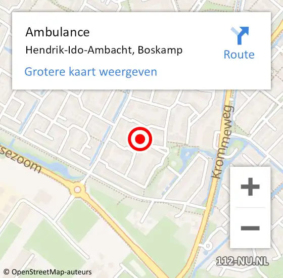 Locatie op kaart van de 112 melding: Ambulance Hendrik-Ido-Ambacht, Boskamp op 28 januari 2019 04:31