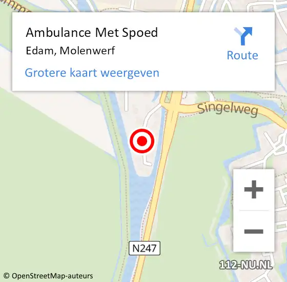 Locatie op kaart van de 112 melding: Ambulance Met Spoed Naar Edam, Molenwerf op 28 januari 2019 12:12