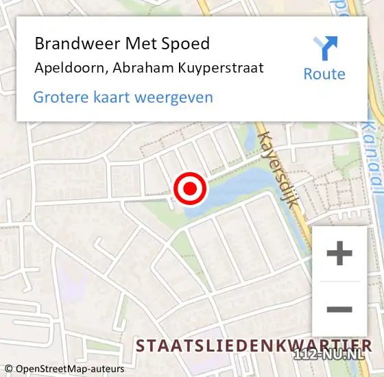 Locatie op kaart van de 112 melding: Brandweer Met Spoed Naar Apeldoorn, Abraham Kuyperstraat op 28 januari 2019 12:57