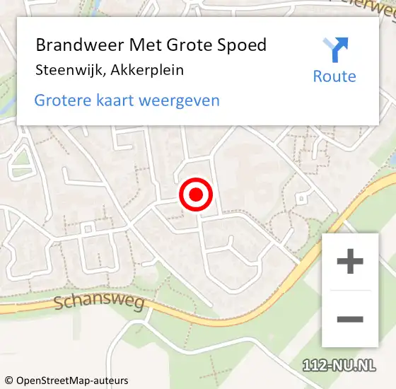 Locatie op kaart van de 112 melding: Brandweer Met Grote Spoed Naar Steenwijk, Akkerplein op 28 januari 2019 13:17