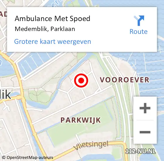 Locatie op kaart van de 112 melding: Ambulance Met Spoed Naar Medemblik, Parklaan op 28 januari 2019 15:23