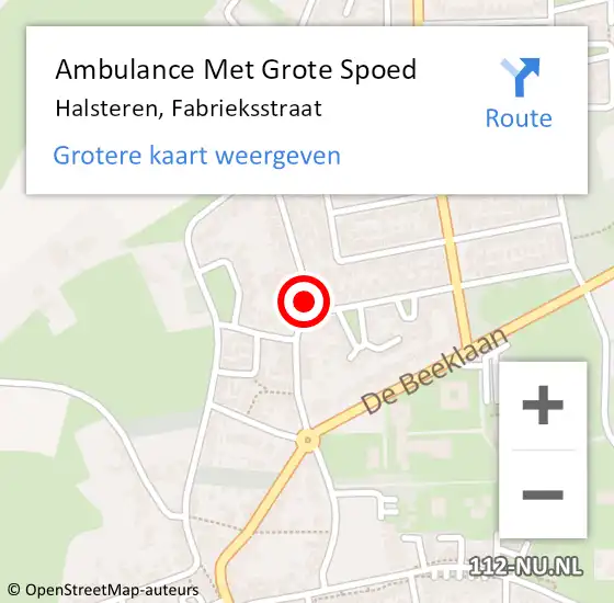 Locatie op kaart van de 112 melding: Ambulance Met Grote Spoed Naar Halsteren, Fabrieksstraat op 28 januari 2019 17:53