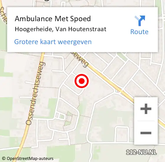 Locatie op kaart van de 112 melding: Ambulance Met Spoed Naar Hoogerheide, Van Houtenstraat op 28 januari 2019 18:20