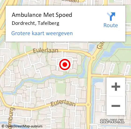 Locatie op kaart van de 112 melding: Ambulance Met Spoed Naar Dordrecht, Tafelberg op 28 januari 2019 18:29