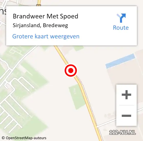 Locatie op kaart van de 112 melding: Brandweer Met Spoed Naar Sirjansland, Bredeweg op 28 januari 2019 19:13