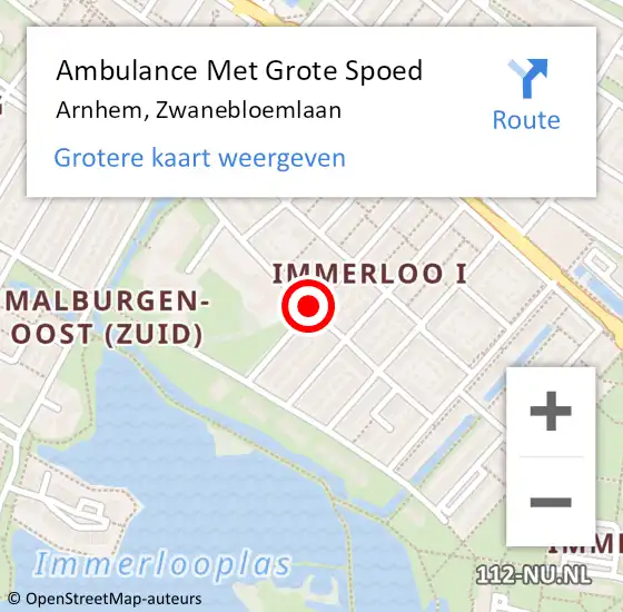 Locatie op kaart van de 112 melding: Ambulance Met Grote Spoed Naar Arnhem, Zwanebloemlaan op 29 januari 2019 12:03