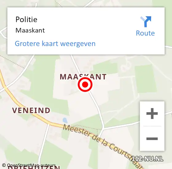 Locatie op kaart van de 112 melding: Politie Maaskant op 29 januari 2019 12:16