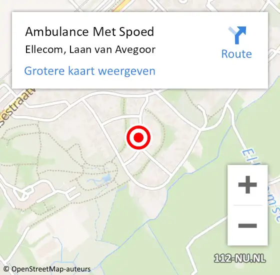 Locatie op kaart van de 112 melding: Ambulance Met Spoed Naar Ellecom, Laan van Avegoor op 29 januari 2019 18:39