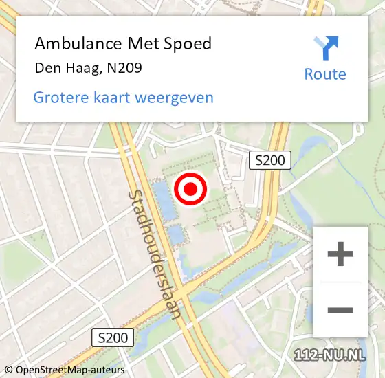 Locatie op kaart van de 112 melding: Ambulance Met Spoed Naar Den Haag, N209 op 29 januari 2019 20:38