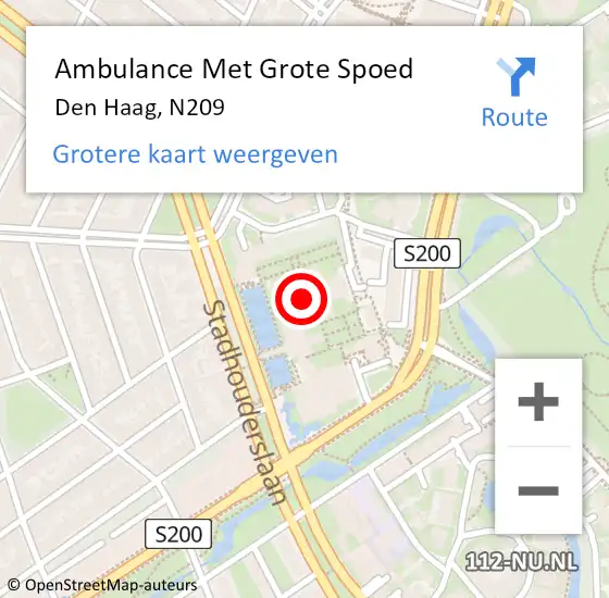 Locatie op kaart van de 112 melding: Ambulance Met Grote Spoed Naar Den Haag, N209 op 29 januari 2019 20:56