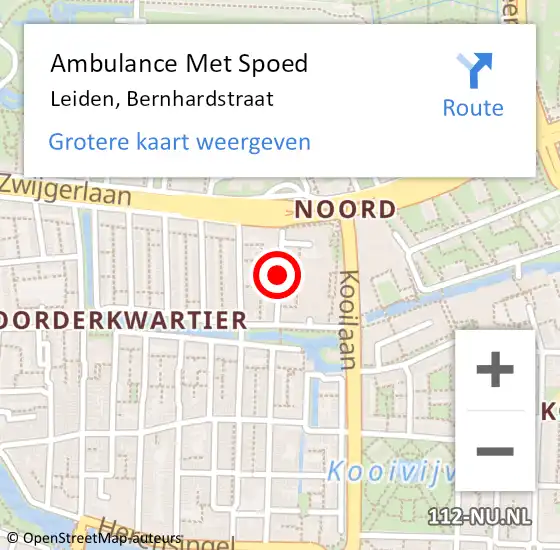 Locatie op kaart van de 112 melding: Ambulance Met Spoed Naar Leiden, Bernhardstraat op 30 januari 2019 07:23
