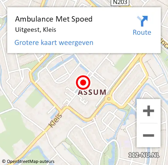 Locatie op kaart van de 112 melding: Ambulance Met Spoed Naar Uitgeest, Kleis op 30 januari 2019 09:15
