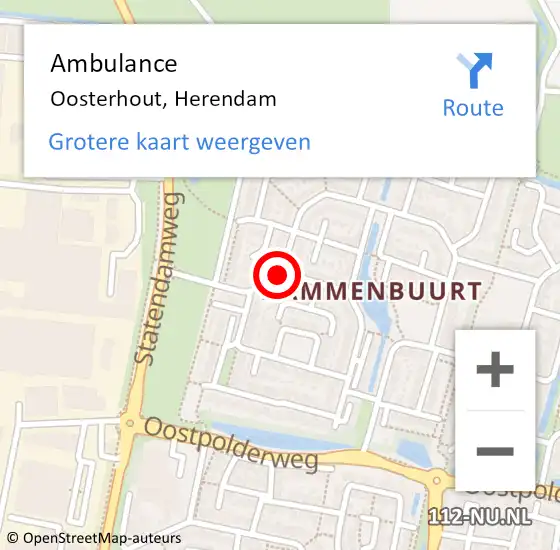 Locatie op kaart van de 112 melding: Ambulance Oosterhout, Herendam op 30 januari 2019 09:49