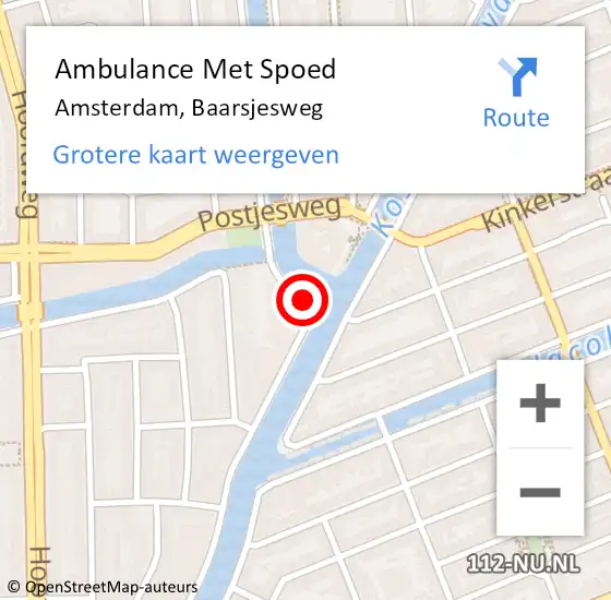 Locatie op kaart van de 112 melding: Ambulance Met Spoed Naar Amsterdam, Baarsjesweg op 30 januari 2019 11:39