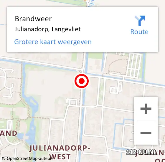 Locatie op kaart van de 112 melding: Brandweer Julianadorp, Langevliet op 30 januari 2019 12:05