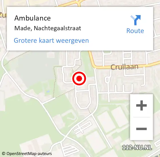 Locatie op kaart van de 112 melding: Ambulance Made, Nachtegaalstraat op 30 januari 2019 12:47