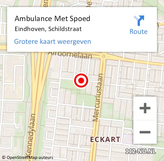 Locatie op kaart van de 112 melding: Ambulance Met Spoed Naar Eindhoven, Schildstraat op 30 januari 2019 15:25