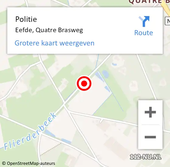 Locatie op kaart van de 112 melding: Politie Eefde, Quatre Brasweg op 31 januari 2019 16:48