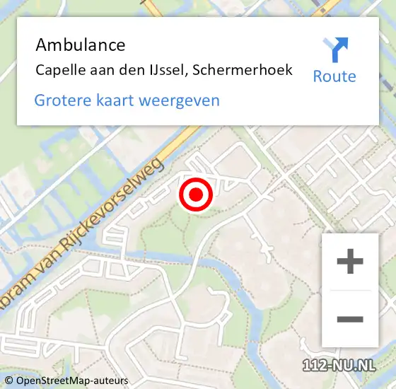 Locatie op kaart van de 112 melding: Ambulance Capelle aan den IJssel, Schermerhoek op 31 januari 2019 23:19