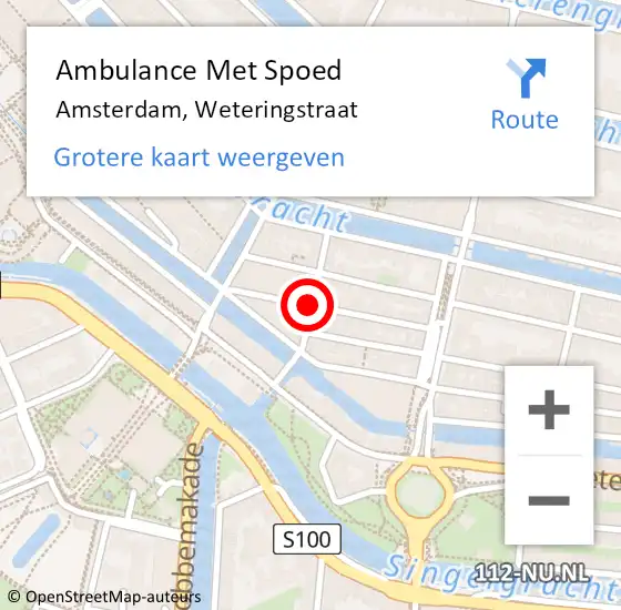 Locatie op kaart van de 112 melding: Ambulance Met Spoed Naar Amsterdam, Weteringstraat op 1 februari 2019 00:27