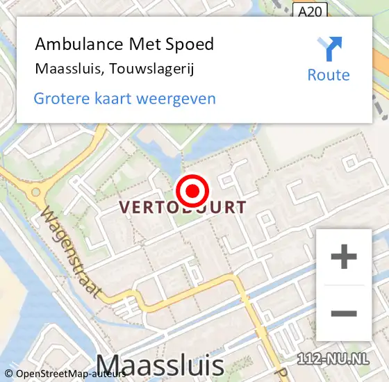 Locatie op kaart van de 112 melding: Ambulance Met Spoed Naar Maassluis, Touwslagerij op 1 februari 2019 01:41