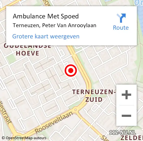 Locatie op kaart van de 112 melding: Ambulance Met Spoed Naar Terneuzen, Peter Van Anrooylaan op 1 februari 2019 03:19
