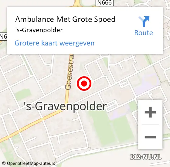 Locatie op kaart van de 112 melding: Ambulance Met Grote Spoed Naar 's-Gravenpolder op 1 februari 2019 10:33