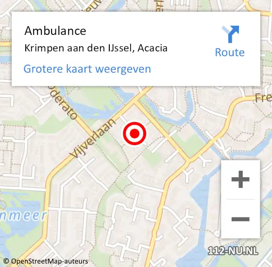 Locatie op kaart van de 112 melding: Ambulance Krimpen aan den IJssel, Acacia op 1 februari 2019 14:32