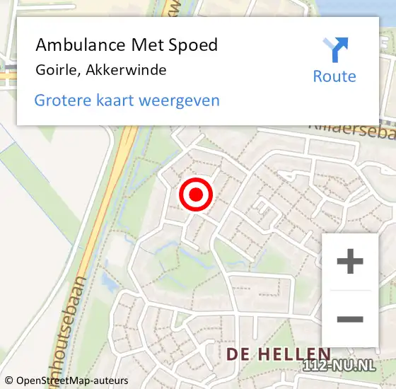Locatie op kaart van de 112 melding: Ambulance Met Spoed Naar Goirle, Akkerwinde op 1 februari 2019 15:59