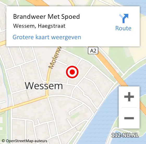 Locatie op kaart van de 112 melding: Brandweer Met Spoed Naar Wessem, Haegstraat op 1 februari 2019 22:56