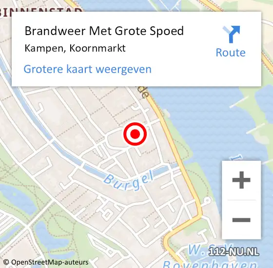 Locatie op kaart van de 112 melding: Brandweer Met Grote Spoed Naar Kampen, Koornmarkt op 2 februari 2019 00:40