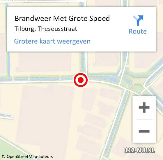 Locatie op kaart van de 112 melding: Brandweer Met Grote Spoed Naar Tilburg, Theseusstraat op 2 februari 2019 00:49