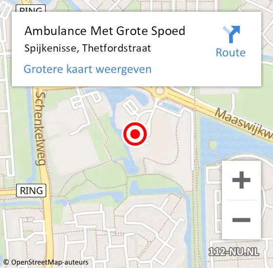 Locatie op kaart van de 112 melding: Ambulance Met Grote Spoed Naar Spijkenisse, Thetfordstraat op 2 februari 2019 01:31