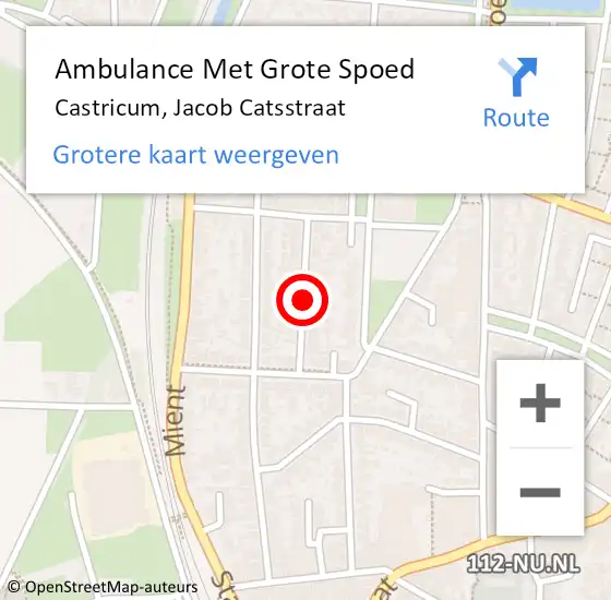 Locatie op kaart van de 112 melding: Ambulance Met Grote Spoed Naar Castricum, Jacob Catsstraat op 2 februari 2019 07:19