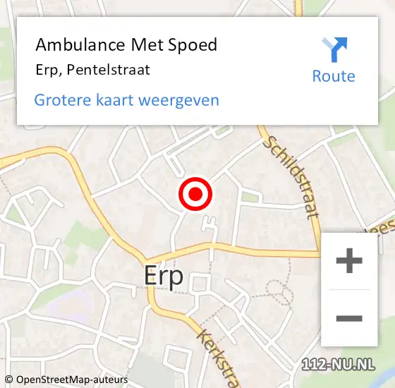 Locatie op kaart van de 112 melding: Ambulance Met Spoed Naar Erp, Pentelstraat op 2 februari 2019 07:24