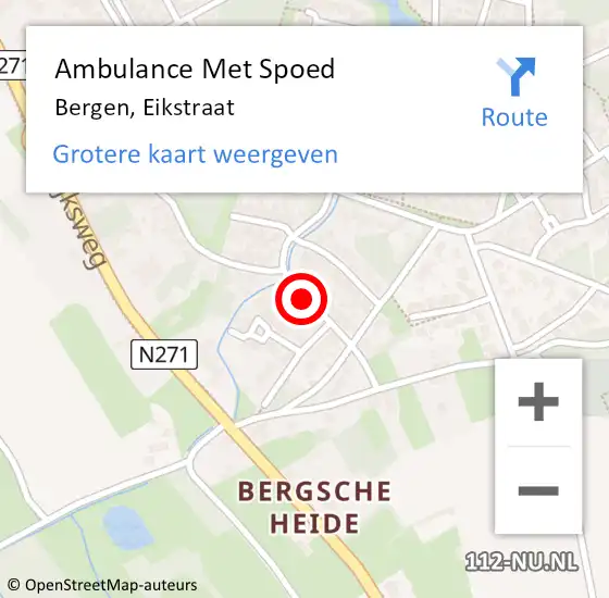 Locatie op kaart van de 112 melding: Ambulance Met Spoed Naar Bergen, Eikstraat op 2 februari 2019 12:29