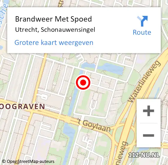 Locatie op kaart van de 112 melding: Brandweer Met Spoed Naar Utrecht, Schonauwensingel op 2 februari 2019 13:07