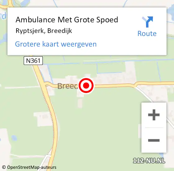 Locatie op kaart van de 112 melding: Ambulance Met Grote Spoed Naar Ryptsjerk, Breedijk op 2 februari 2019 17:02