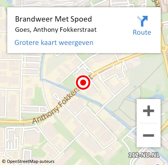Locatie op kaart van de 112 melding: Brandweer Met Spoed Naar Goes, Anthony Fokkerstraat op 2 februari 2019 18:48