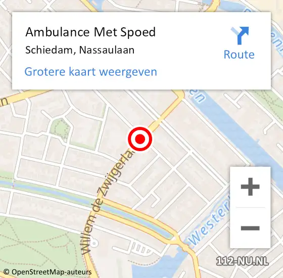 Locatie op kaart van de 112 melding: Ambulance Met Spoed Naar Schiedam, Nassaulaan op 2 februari 2019 21:55